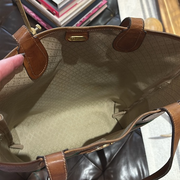 🔥🔥 Authentic Gucci Web Sherry Line Monogram Micro GG Large Leather Tote Bag 🔥🔥 - Picture 14 of 16